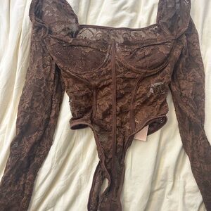 SHEIN Brown Lace Bodysuit